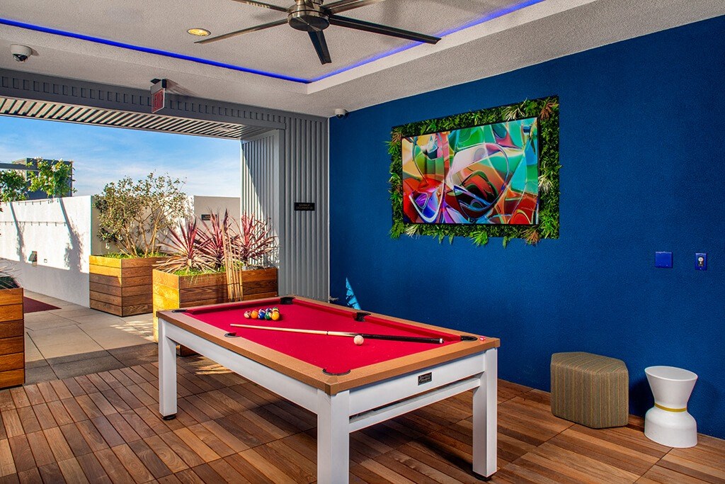 Rooftop Euphoria Table Billiards at Chroma Apartment Homes in Canoga Park CA