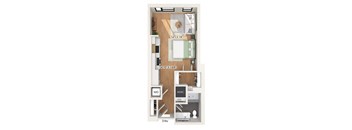 Studio floor plan at 1010 Waugh Apartments in Houston TX