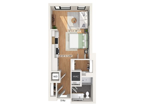 Studio floor plan at 1010 Waugh Apartments in Houston TX