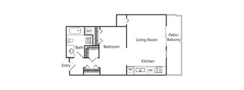 Studio floor plan at Riverpark Apartments in Redmond WA
