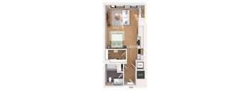 Studio floor plan at 1010 Waugh Apartments in Houston TX