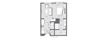 studio floor plan at the Huntington Apartments in Plano TX