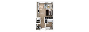 Studio floor plan at Hawkley Apartments in Milford MA