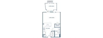 a floor plan of a house with a bedroom and a loft