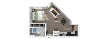 Studio floor plan at The Brynn Apartments in Kirkland WA