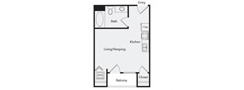 Studio floor plan image at iL Palazzo apartments in San Diego CA
