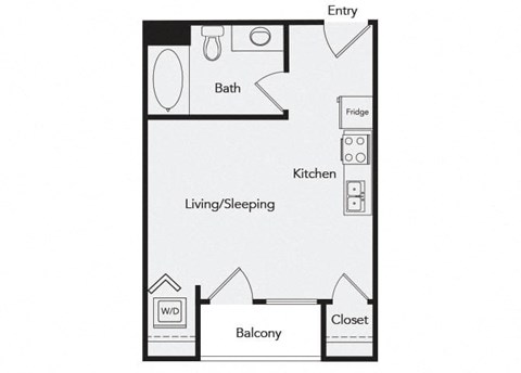 Studio floor plan image at iL Palazzo apartments in San Diego CA