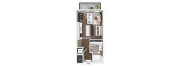 Studio floor plan image at The Waylon in McKinney TX