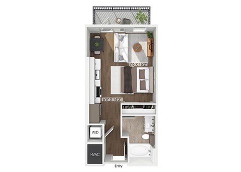 Studio floor plan image at The Waylon in McKinney TX