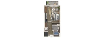 Studio floor plan at 1900 Parmer Apartments in Austin TX