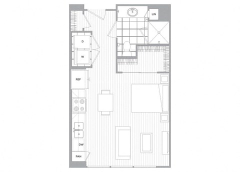 Studio one bathroom floor plan image at Cirro King of Prussia Apartments in King of Prussia PA