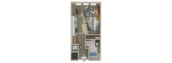 Studio bedroom floor plan image at East Bend Apartments in Houston TX