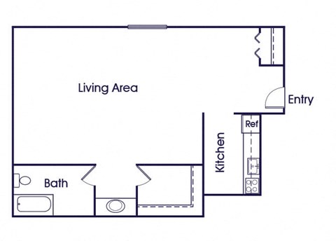 Studio Floorplan Image at The Pine Apartments in Lakewood CO