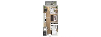 Studio floor plan at Heights at 1520 Apartments in Houston TX