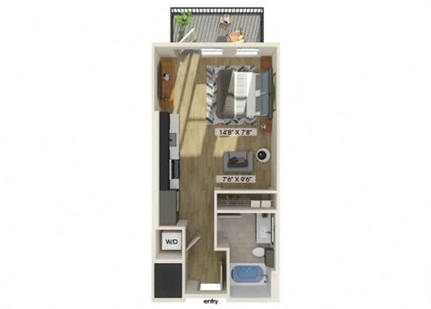 Studio floor plan at Luca Apartments in Austin TX