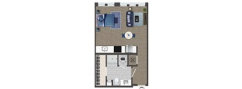 Studio Floorplan Image at Caroline Apartments in Charleston SC