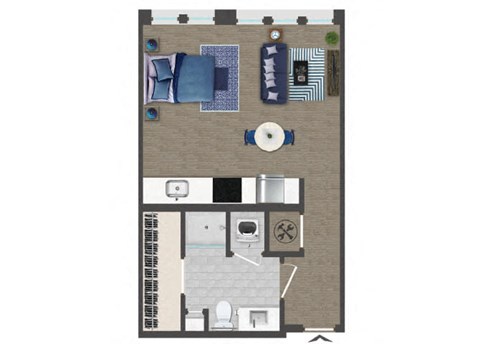 Studio Floorplan Image at Caroline Apartments in Charleston SC