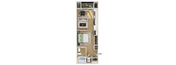 Studio floor plan at Olivean Apartments in Broomfield CO