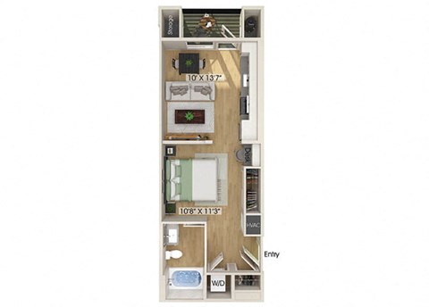 Studio floor plan at Olivean Apartments in Broomfield CO