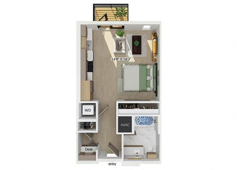 Studio floor plan at 333 Ellington in Gaithersburg MD
