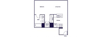Studio one bathroom Floorplan Image