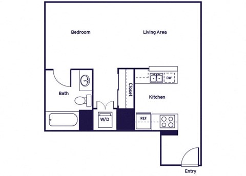 Studio one bathroom Floorplan Image