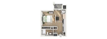 Studio bedroom floor plan at Rowlen Apartments in Broomfield CO