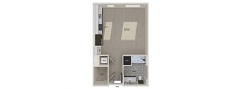 a floor plan of a studio apartment with a bedroom