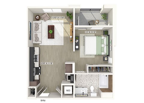 Studio floor plan at CALIXA Apartment Homes in Camarillo CA