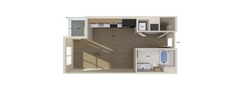 Studio floor plan at Altitude Apartments