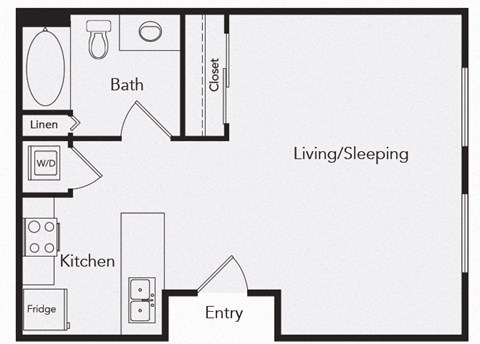 Studio floor plan image at iL Palazzo Apartments in San Diego CA