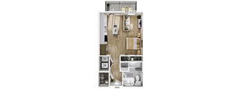 Studio floor plan image at Cala Apartments in Austin TX