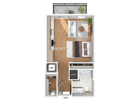 Studio floor plan image at The Waylon in McKinney TX