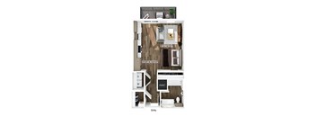 Studio floor plan at Merrick on Midway Apartments in Farmers Branch TX
