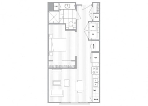 Studio one bathroom floor plan image at Cirro King of Prussia Apartments in King of Prussia PA