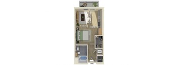 Studio floor plan at Treo Apartments in Fort Lauderdale FL