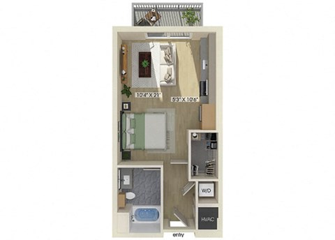 Studio floor plan at Treo Apartments in Fort Lauderdale FL