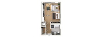 Studio floor plan at Heights at 1520 Apartments in Houston TX