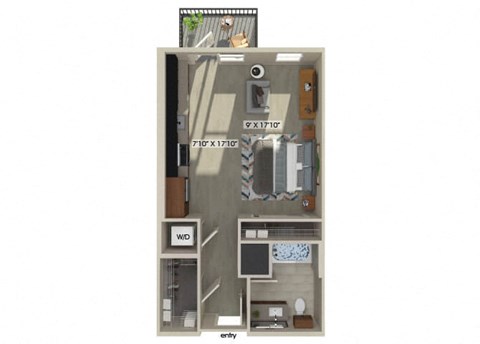 Studio floor plan at Luca Apartments in Austin TX