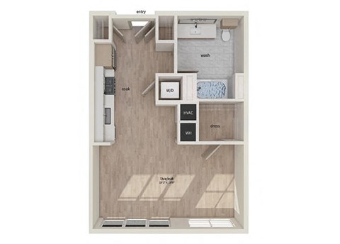 Studio floor plan image at Vero Apartments in Chelsea MA