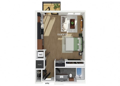 Studio floor plan at 333 Ellington in Gaithersburg MD
