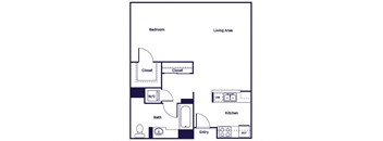 Studio one bathroom Floorplan Image