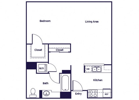 Studio one bathroom Floorplan Image