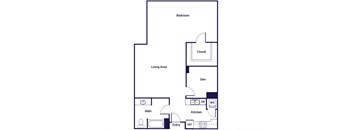 Studio one bathroom Floorplan Image