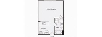 Studio floor plan at iL Palazzo Apartments in San Diego CA