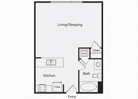 Studio floor plan at iL Palazzo Apartments in San Diego CA