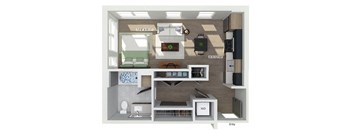 Studio floor plan at The Brynn in Kirkland WA