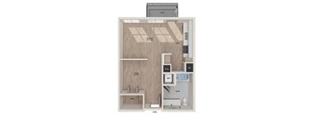 Studio floor plan image at Vero Apartments in