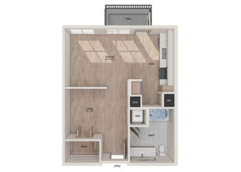 Studio floor plan image at Vero Apartments in