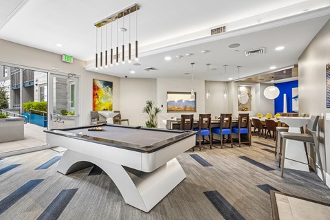 Social lounge billiards table at Norte Town Lake Apartments in Tempe Arizona